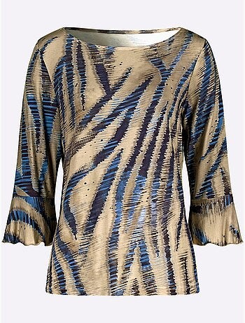 T-shirt à Manches 3/4 Imprimé Assorti - Taille Standard - Helline