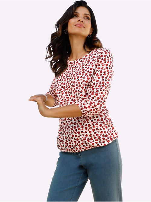 T-shirt à Manches 3/4 Imprimé Cœur Fantaisie - Taille Standard - Moda Vilona - Kiabi T-shirt à Manches 3/4 Imprimé Cœur Fantaisie - Taille Standard - Moda Vilona - Kiabi
