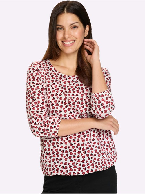 T-shirt à Manches 3/4 Imprimé Cœur Fantaisie - Taille Standard - Moda Vilona - Kiabi T-shirt à Manches 3/4 Imprimé Cœur Fantaisie - Taille Standard - Moda Vilona - Kiabi