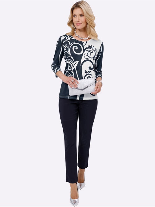 T-shirt à Manches 3/4 Imprimé Contrasté - Taille Standard - Moda Vilona - Kiabi T-shirt à Manches 3/4 Imprimé Contrasté - Taille Standard - Moda Vilona - Kiabi