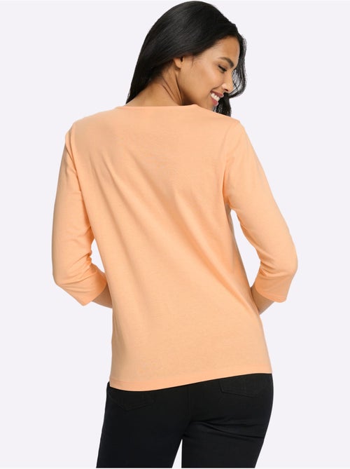 T-shirt à manches 3/4 imprimé feuille brillant - taille standard - moda vilona - Kiabi