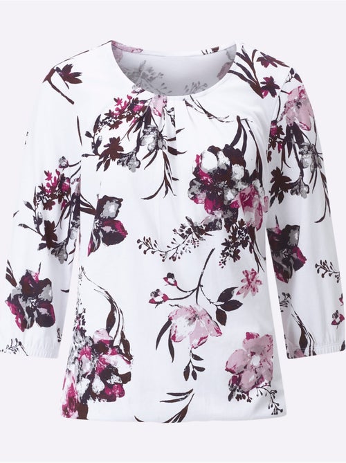 T-shirt à Manches 3/4 Imprimé Floral - Taille Standard - Moda Vilona - Kiabi T-shirt à Manches 3/4 Imprimé Floral - Taille Standard - Moda Vilona - Kiabi