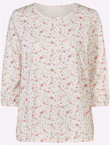 T-shirt à Manches 3/4 Imprimé Floral - Taille Standard - Moda Vilona