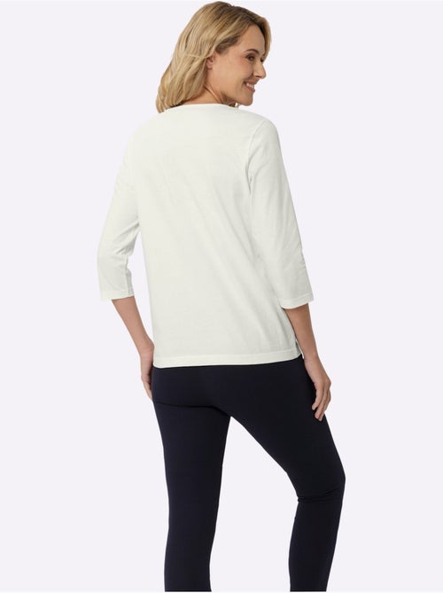 T-shirt à Manches 3/4 Imprimé Transfert Couleur Argenté - Taille Standard - Moda Vilona - Kiabi