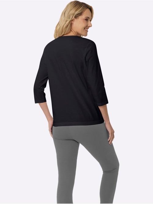 T-shirt à Manches 3/4 Imprimé Transfert Couleur Argenté - Taille Standard - Moda Vilona - Kiabi