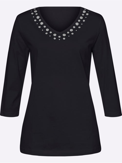 T-shirt à Manches 3/4 Imprimé Transfert Couleur Argenté - Taille Standard - Moda Vilona - Kiabi