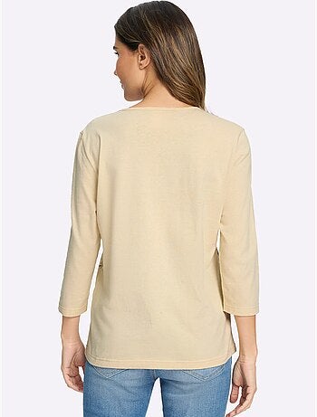 T-shirt à manches 3/4 inscription imprimée tendance - taille standard - moda vilona