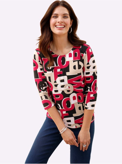 T-shirt à Manches 3/4 Inscription Imprimée Tendance - Taille Standard - Moda Vilona - Kiabi T-shirt à Manches 3/4 Inscription Imprimée Tendance - Taille Standard - Moda Vilona - Kiabi