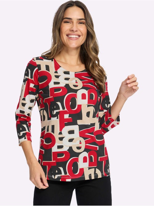 T-shirt à Manches 3/4 Inscription Imprimée Tendance - Taille Standard - Moda Vilona - Kiabi T-shirt à Manches 3/4 Inscription Imprimée Tendance - Taille Standard - Moda Vilona - Kiabi