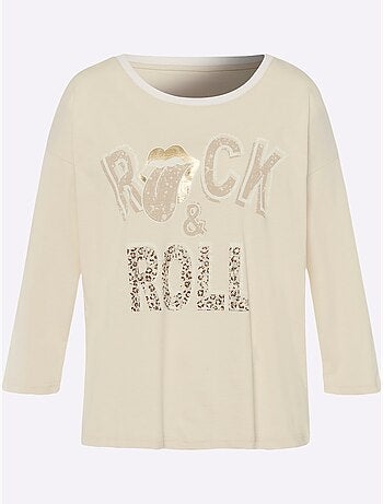 T-shirt à manches 3/4 inscription tendance - taille standard - helline