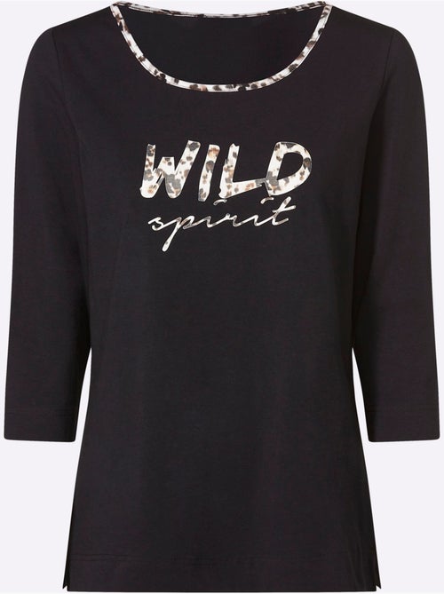 T-shirt à Manches 3/4 Inscription Tendance - Taille Standard - helline - Kiabi