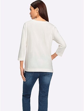 T-shirt à Manches 3/4 Joli Imprimé Devant - Taille Standard - helline