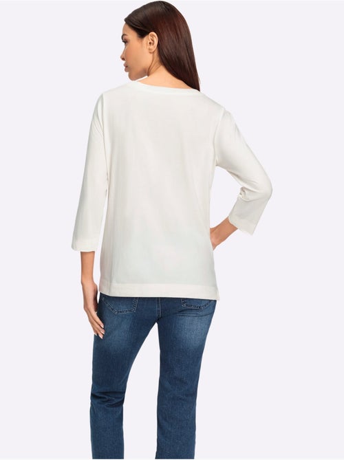 T-shirt à Manches 3/4 Joli Imprimé Devant - Taille Standard - helline - Kiabi