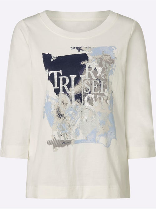 T-shirt à Manches 3/4 Joli Imprimé Devant - Taille Standard - helline - Kiabi