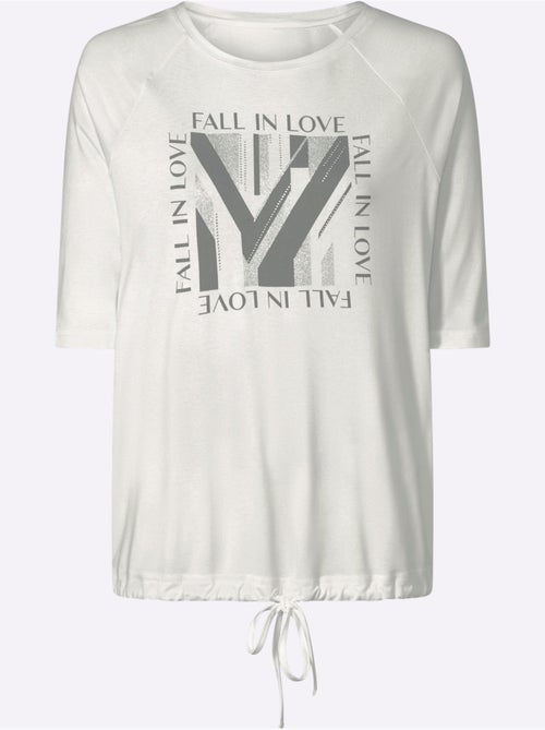 T-shirt à Manches 3/4 Jolies Pierres Brillantes Fantaisie - Taille Standard - helline - Kiabi