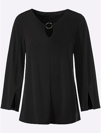 T-shirt à manches 3/4 jolis détails à l'encolure - taille standard - helline