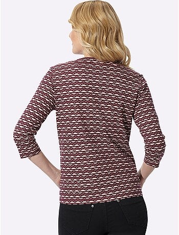 T-shirt à manches 3/4 lien à nouer à l'encolure - taille standard - moda vilona