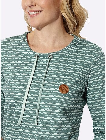 T-shirt à manches 3/4 lien à nouer à l'encolure - taille standard - moda vilona