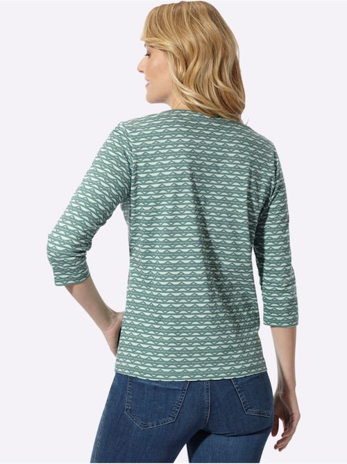 T-shirt à manches 3/4 lien à nouer à l'encolure - taille standard - moda vilona - Kiabi T-shirt à manches 3/4 lien à nouer à l'encolure - taille standard - moda vilona - Kiabi