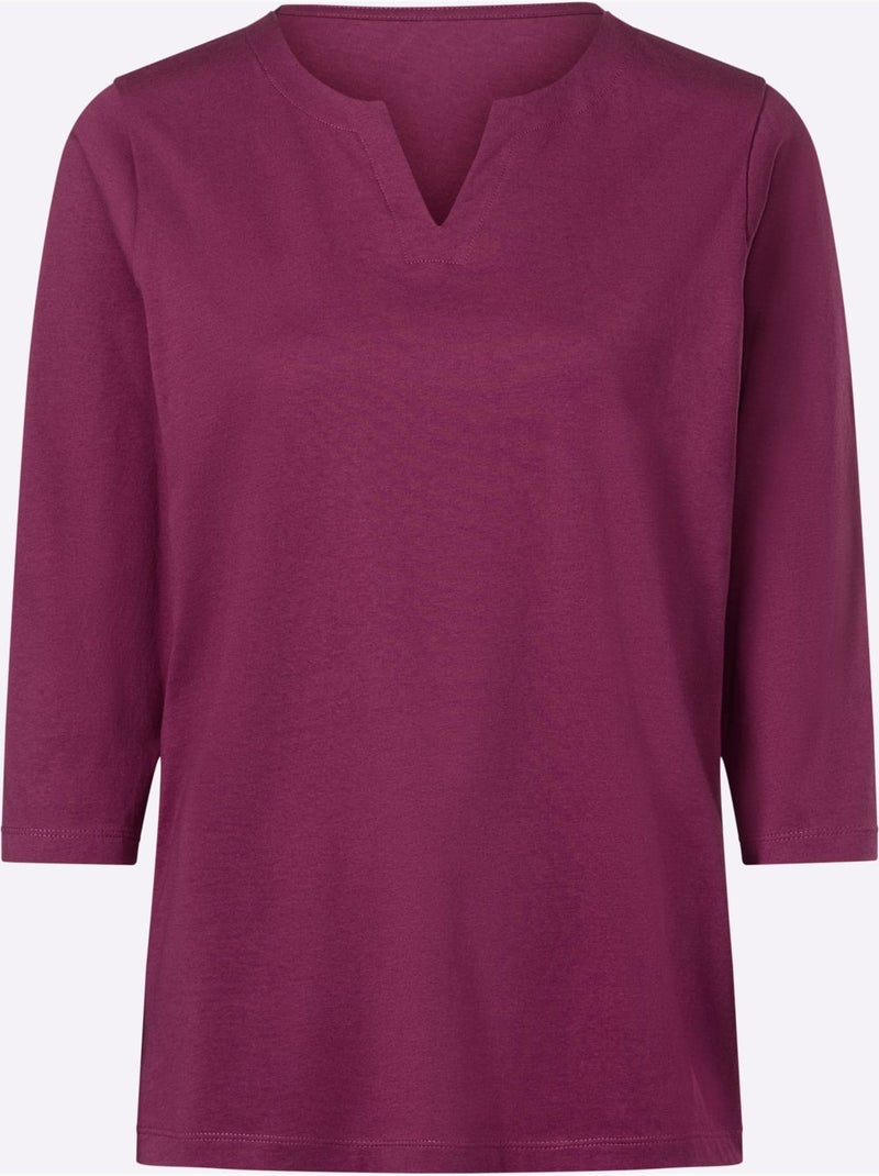 T-shirt à Manches 3/4 Manches 3/4 Mode - Taille Standard - Moda Vilona Mauve - Kiabi