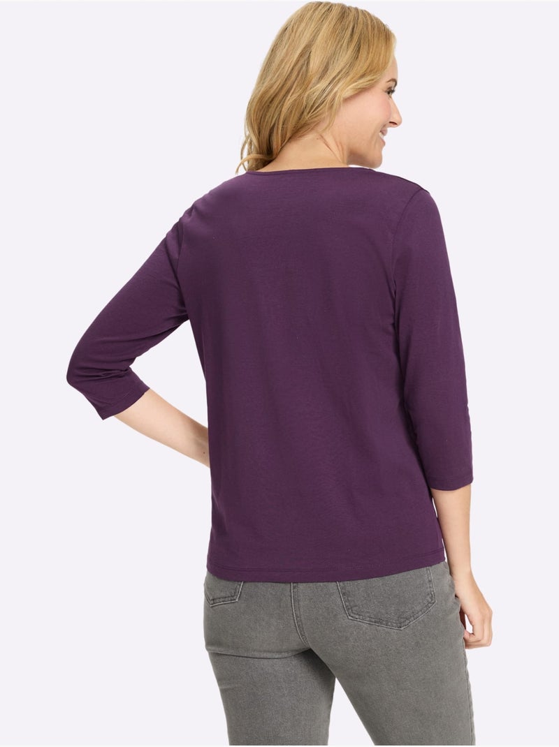 T-shirt à Manches 3/4 Manches 3/4 Mode - Taille Standard - Moda Vilona Nude - Kiabi