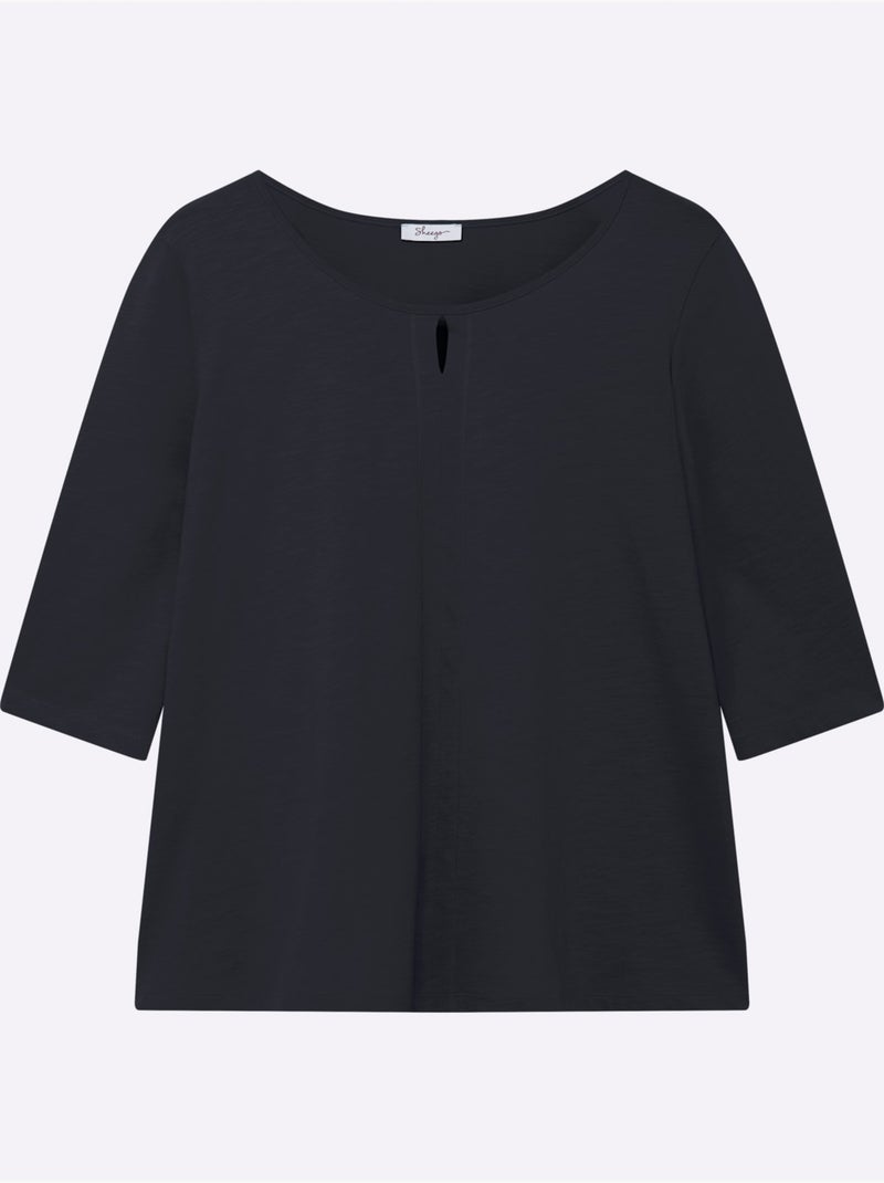 T-shirt à Manches 3/4 Manches 3/4 Mode - Taille Standard - Sheego Bleu foncé - Kiabi