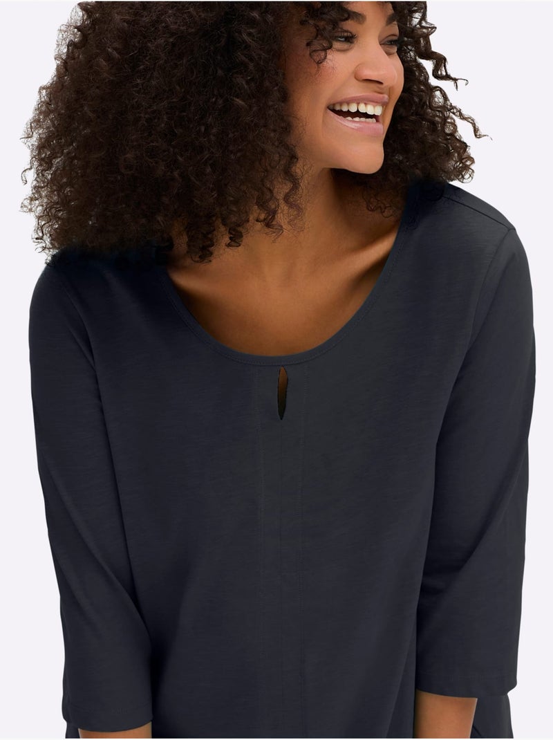 T-shirt à Manches 3/4 Manches 3/4 Mode - Taille Standard - Sheego Bleu foncé - Kiabi