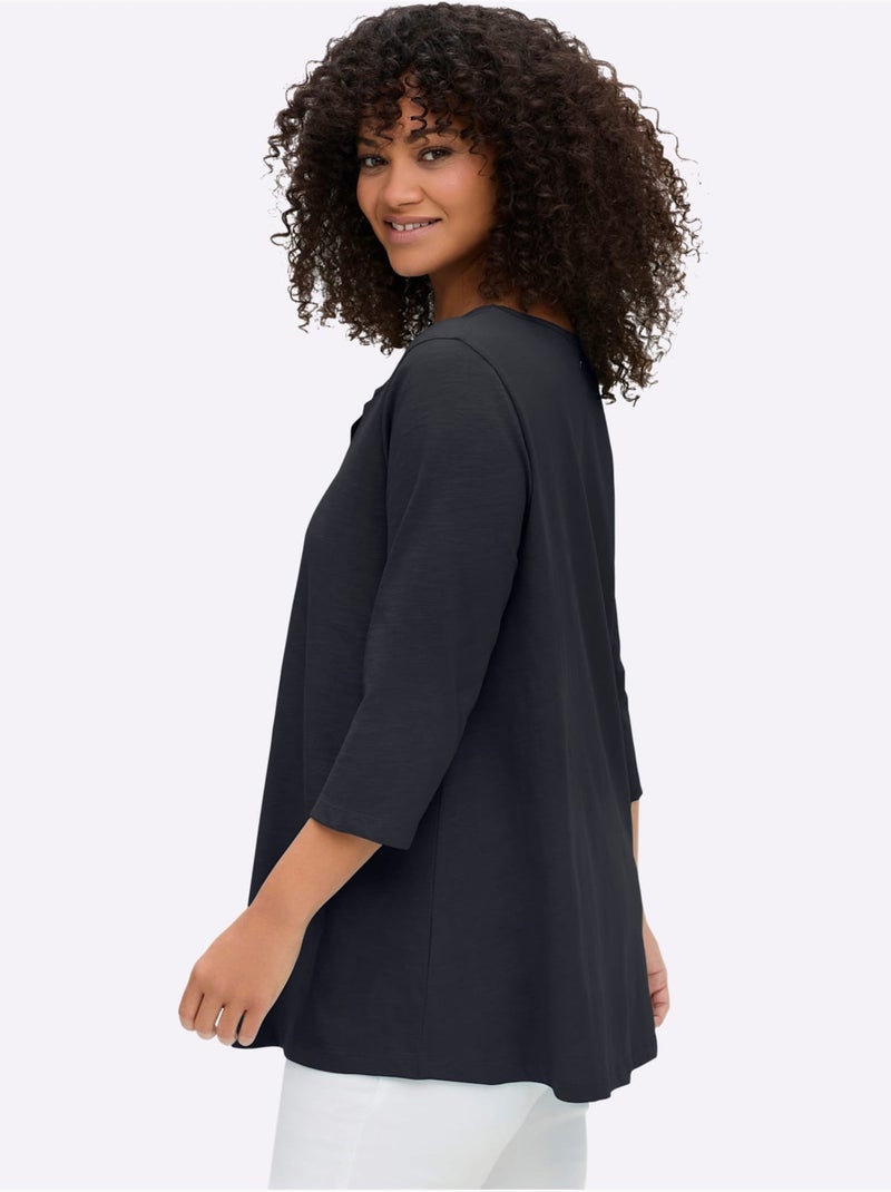 T-shirt à Manches 3/4 Manches 3/4 Mode - Taille Standard - Sheego Bleu foncé - Kiabi