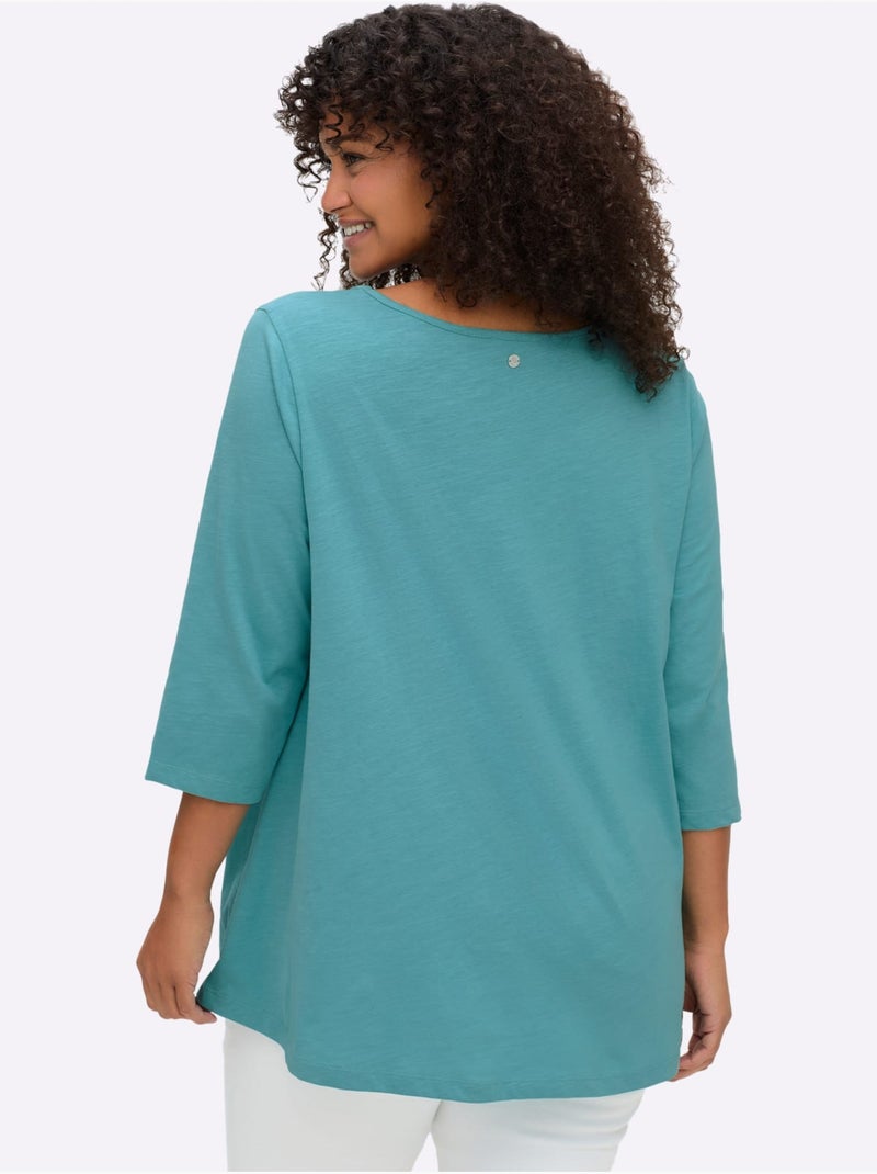 T-shirt à Manches 3/4 Manches 3/4 Mode - Taille Standard - Sheego Bleu - Kiabi