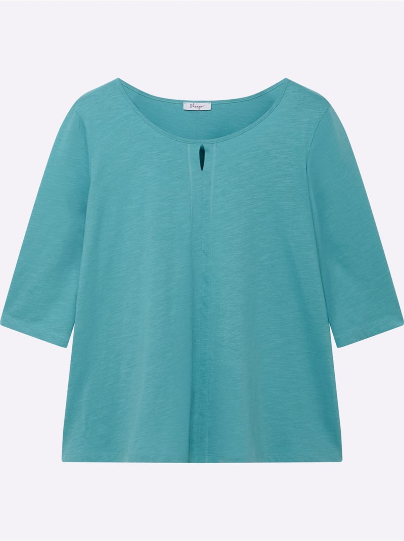 T-shirt à Manches 3/4 Manches 3/4 Mode - Taille Standard - Sheego Bleu - Kiabi