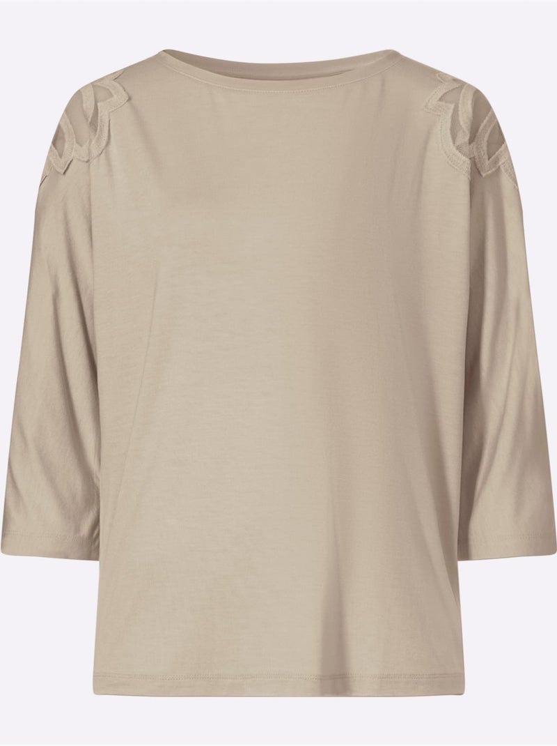 T-shirt à Manches 3/4 Manches Chauve-souris - Taille Standard - Witt Sable - Kiabi