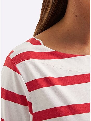 T-shirt à Manches 3/4 Mélange De Rayures Et De Lettres - Taille Standard - Sheego