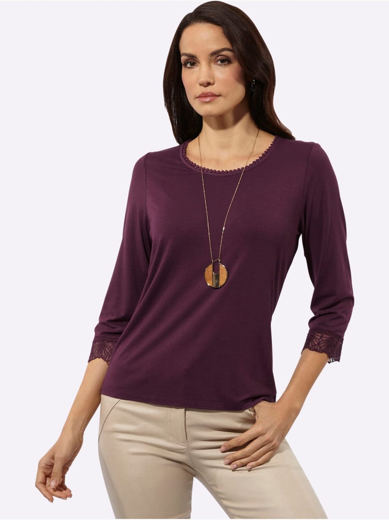 T-shirt à manches 3/4 modal (tencel) - taille standard - helline Noir Bordeaux - Kiabi