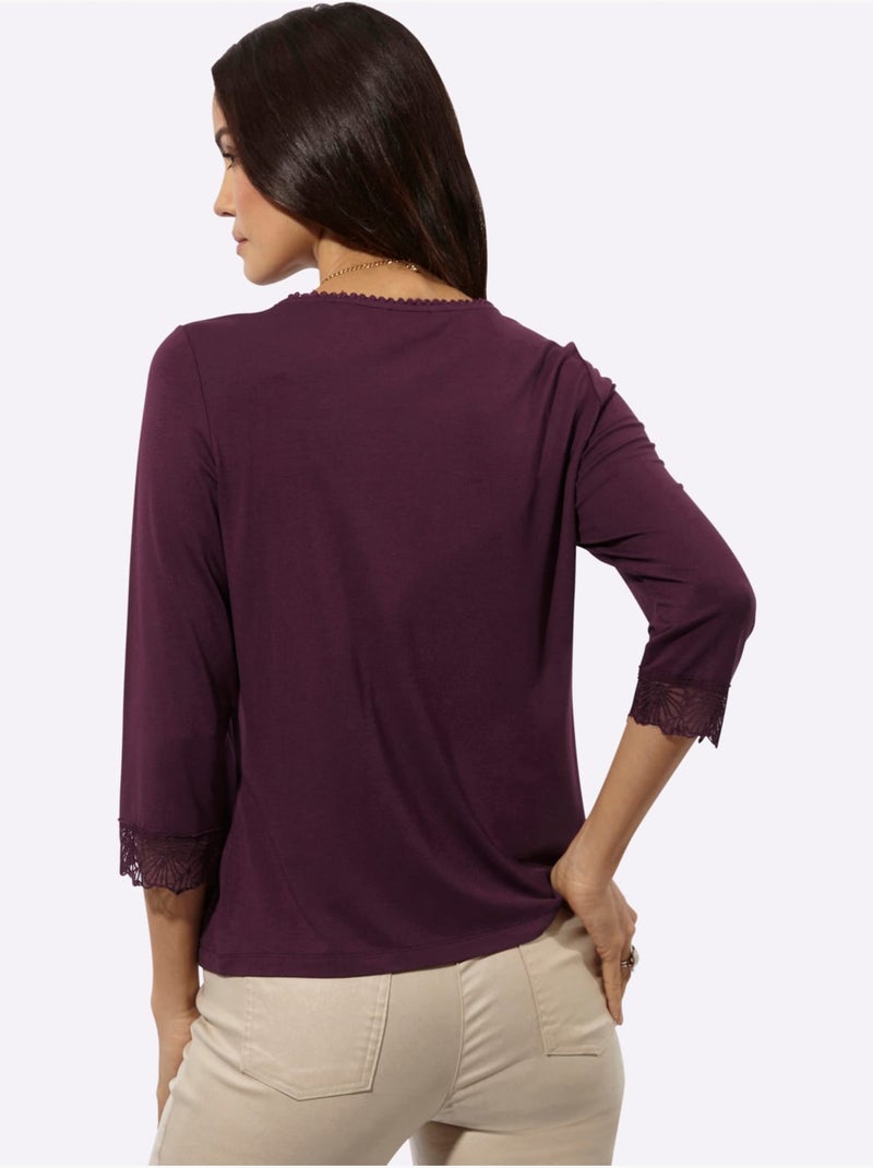 T-shirt à manches 3/4 modal (tencel) - taille standard - helline Noir Bordeaux - Kiabi