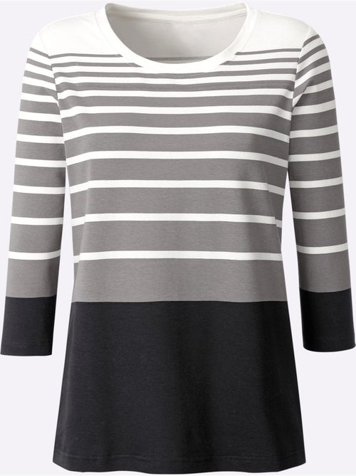 T-shirt à manches 3/4 motif à rayures mode - taille standard - helline - Kiabi T-shirt à manches 3/4 motif à rayures mode - taille standard - helline - Kiabi