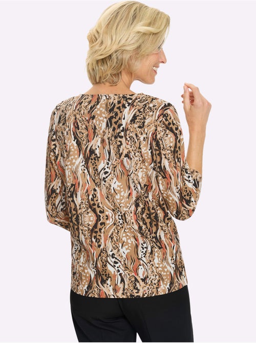 T-shirt à Manches 3/4 Motif Animal Tendance - Taille Standard - Moda Vilona - Kiabi T-shirt à Manches 3/4 Motif Animal Tendance - Taille Standard - Moda Vilona - Kiabi