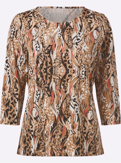 T-shirt à Manches 3/4 Motif Animal Tendance - Taille Standard - Moda Vilona - Kiabi T-shirt à Manches 3/4 Motif Animal Tendance - Taille Standard - Moda Vilona - Kiabi