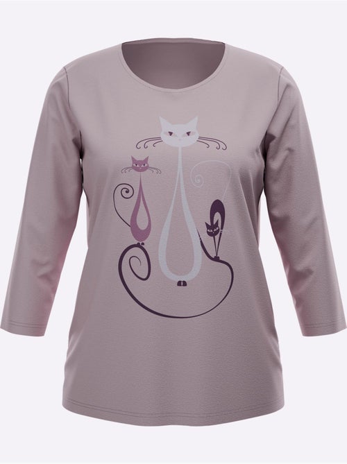 T-shirt à Manches 3/4 Motif Chat Amusant - Taille Standard - Moda Vilona - Kiabi T-shirt à Manches 3/4 Motif Chat Amusant - Taille Standard - Moda Vilona - Kiabi