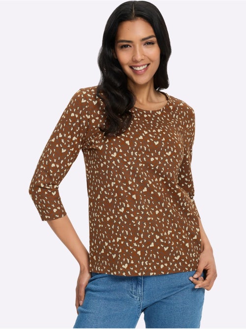 T-shirt à manches 3/4 motif léopard tendance - taille standard - moda vilona - Kiabi T-shirt à manches 3/4 motif léopard tendance - taille standard - moda vilona - Kiabi