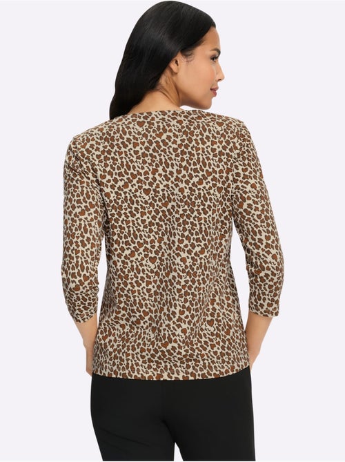 T-shirt à manches 3/4 motif léopard tendance - taille standard - moda vilona - Kiabi T-shirt à manches 3/4 motif léopard tendance - taille standard - moda vilona - Kiabi