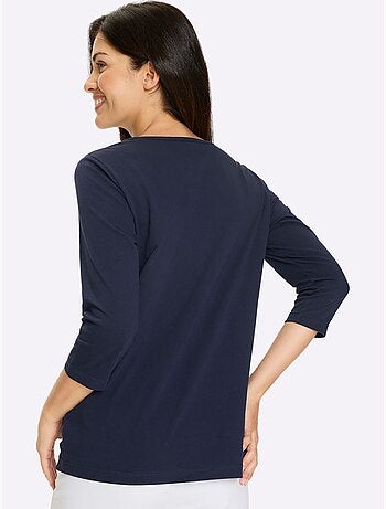 T-shirt à Manches 3/4 Motif Marin - Taille Standard - Moda Vilona