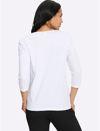 T-shirt à manches 3/4 motif patchwork moderne - taille standard - moda vilona
