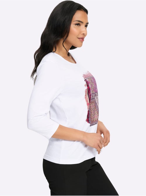 T-shirt à manches 3/4 motif patchwork moderne - taille standard - moda vilona - Kiabi T-shirt à manches 3/4 motif patchwork moderne - taille standard - moda vilona - Kiabi