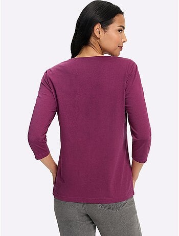 T-shirt à manches 3/4 motif patchwork moderne - taille standard - moda vilona