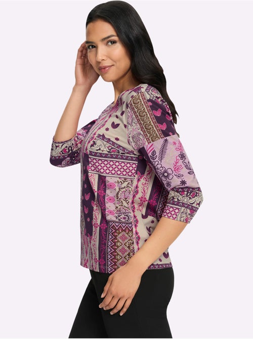 T-shirt à manches 3/4 motif patchwork moderne - taille standard - moda vilona - Kiabi T-shirt à manches 3/4 motif patchwork moderne - taille standard - moda vilona - Kiabi