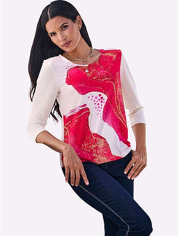 T-shirt à Manches 3/4 Notes Brillantes Couleur Or - Taille Standard - Helline