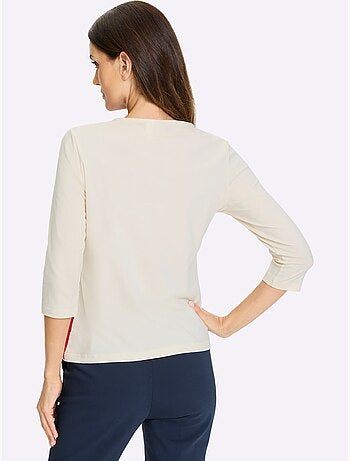 T-shirt à Manches 3/4 Notes Brillantes Couleur Or - Taille Standard - Helline