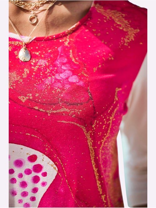 T-shirt à Manches 3/4 Notes Brillantes Couleur Or - Taille Standard - helline - Kiabi