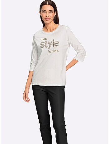T-shirt à manches 3/4 paillettes brillantes - taille standard - helline