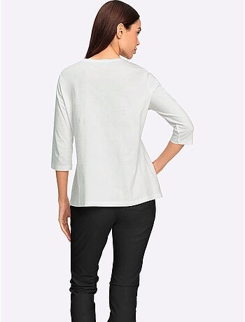 T-shirt à manches 3/4 paillettes brillantes - taille standard - helline
